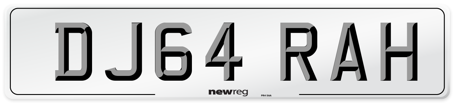 DJ64 RAH Number Plate from New Reg